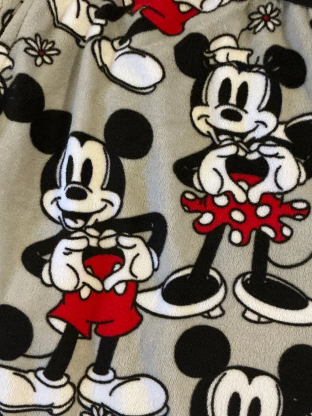 Disney Gray and Red Minnie & Mickey Print Pajama Bottoms with pockets - Picture 4 of 4